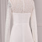 Ivory A-Line Square Neck Sweep Train Satin Bridal Dress with Long Sleeves Sexy