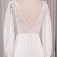 Ivory Sheath V-Neck Long Sleeves Backless Wedding Dress with Front Slit Sexy