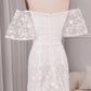Ivory Mermaid Sweep Train Bridal Dress With Short Sleeves Off Shoulder