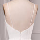 Ivory A Line Spaghetti Straps Long Bridal Dress With Appliqued Lace V-neck