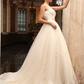 Princess A-Line Wedding Dresses One Shoulder Court Train Satin Tulle Sleeveless Long