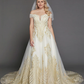 Princess Wedding Dresses Off Shoulder Chapel Train Lace Tulle Cap Sleeve Glamorous Illusion Detail