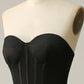 A Line Sweetheart Black Corset Prom Dress with Ruffled Off Shoulder Sexy Evening Dress