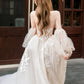 A-Line Lace Tulle Long Prom Dress Bride Gown Wedding Dress Beautiful