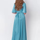 Blue A-Line Silk Dress Wrap Dress Bridesmaid Dress Wedding Guest Dress Party Dress