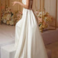 Luxury Satin Wedding Dress Beaded One Shoulder Bridal Dress With Panel Train Floor Length Elegant