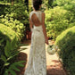 Lace Sheath/Column V-Neck Wedding Dresses With Bow(S) Sweep Train Sleeveless Elegant