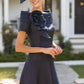 A-Line Ankle Length Organza with Ruffles Flower Mother of the Bride Dress Off Shoulder Wedding Guest Dress Elegant