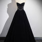 A-Line Black Velvet Long Prom Dress Evening Dress Off Shoulder december wedding guest dress