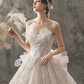 Princess Ball Gown Wedding Dresses Strapless Chapel Train Lace Tulle Sequined Sleeveless Formal Luxurious Sparkle & Shine with Bow(s)