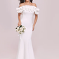 Wedding Dresses Spaghetti Strap Off Shoulder Stretch Fabric Cap Sleeve Romantic Elegant