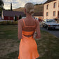 Orange Spaghetti Straps Satin Homecoming Dress Summer Dress Short Party Dress