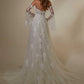 Sweetheart Long Sleeves Lace Wedding Dresses With Detachable Train Off Shoulder Beautiful