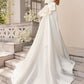 Off The Shoulder Satin Court Train Wedding Dress Trumpet/Mermaid With Appliques Lace With Flowers