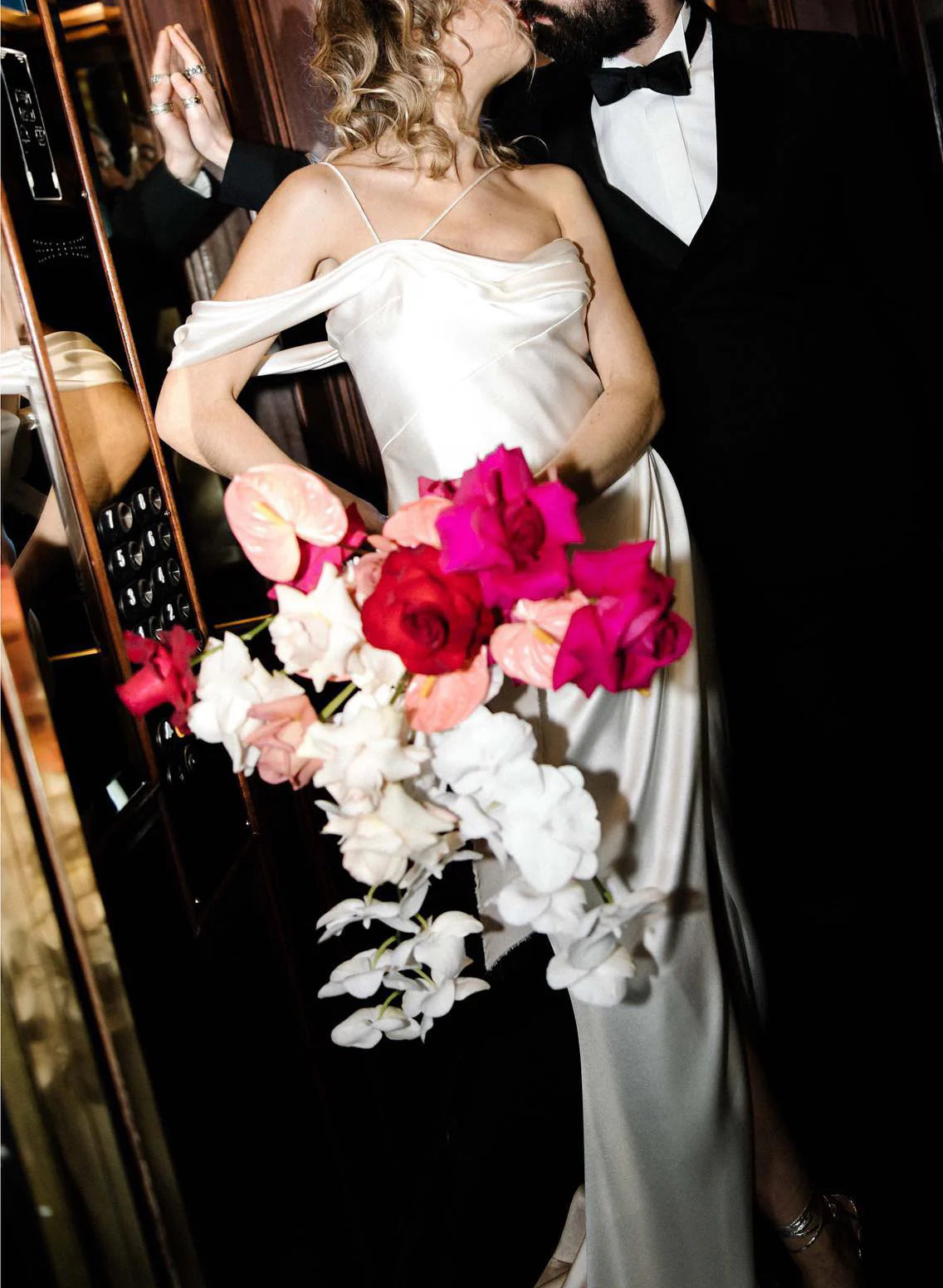 One-Shoulder Sheath Column Slit Silk Like Satin Wedding Dresses Simple Solid Color