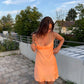 Orange Spaghetti Straps Satin Homecoming Dress Summer Dress Short Party Dress