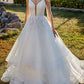 Sweetheart Sleeveless Sweep Train Tulle Wedding Dresses With Lace Floor Length