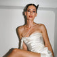 One-Shoulder Sheath Column Slit Silk Like Satin Wedding Dresses Simple Solid Color