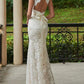 Lace Sheath/Column V-Neck Wedding Dresses With Bow(S) Sweep Train Sleeveless Elegant