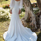 Square Neckline Long Sleeve Trumpet/Mermaid Wedding Dress With Sweep Train Solid Color Elegant