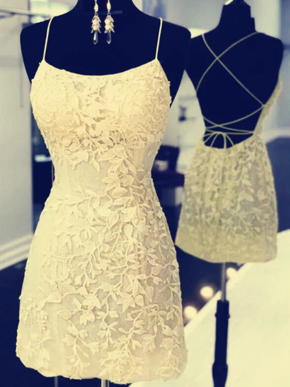 Xiaopinwu Sweetheart Spaghetti Straps Short Prom Dress with Appliques Lovely Homecoming Dress Cute Birthday Party Dress