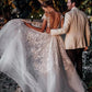 Elegant A-line Wedding Dresses Tulle Appliqued Bridal Gowns Floor Length Beautiful