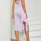 Lilac One Shoulder Bodycon Cocktail Dress with Ruffles Elegant Party Dress