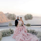 Layers Tulle Ball Gown Wedding Dress Drama Pink Wedding Dress Off Shoulder Without Wedding Veil