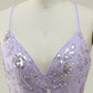 Mermaid Spaghetti Straps Purple Long Prom Dress with Beading V-neck With Slit