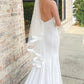 White Halter Mermaid Long Wedding Dress with Slit Open Back Elegant