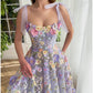 A-Line Cocktail Dresses Corsets Dress Wedding Guest Summer Tea Length Sleeveless Scoop Neck Bridesmaid Dress Tulle with Flowers