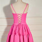 A-Line/Princess Scoop Sleeveless Short/Mini Party Dance Cocktail Homecoming Dress With Ruffles Hot Pink