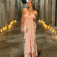 Pink Sweetheart Sheath Layered Long Party Dress Wedding Guest Dress Off Shoulder Formal Dress