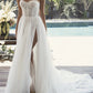 Sweetheart Tulle Wedding Dress With Split Front Off Shoulder Floor Length With Sleeves