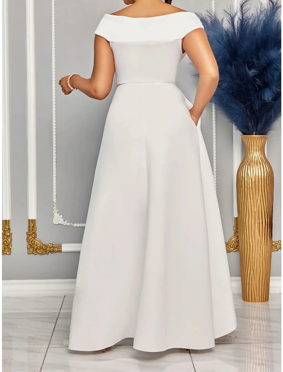 Women's Prom Dress Party Dress Wedding Guest Dress Long Dress Maxi Dress Black White Red Short Sleeve Plain Ruffle V Neck Elegant Evening Party Vacation