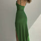 A-Line Cocktail Dresses Sexy Dress Wedding Guest Homecoming Ankle Length Sleeveless Spaghetti Strap Polyester with Sleek Slit Solid Color