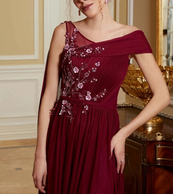 A-Line Princess Tulle Sequins Mother of the Bride Dress Evening Dresses Wedding Guest Party Dresses Elegant