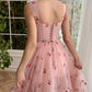 A-line Cherry Lace Appliques Prom Dresses for Women Tulle Wedding Dress lovely Homecoming Dress