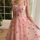 A-line Cherry Lace Appliques Prom Dresses for Women Tulle Wedding Dress lovely Homecoming Dress