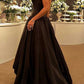 Black Strapless A-Line Long Formal Party Dress Birthday Outfits Elegant Evening Dress