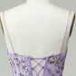 A Line Spaghetti Straps Purple Long Prom Dress with Appliques Beautiful