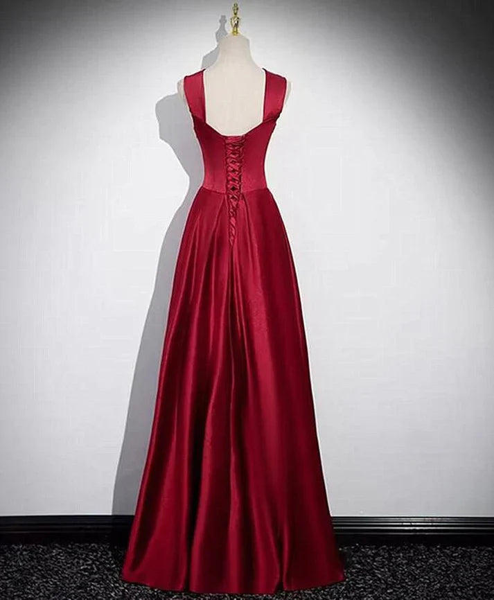 A-Line Red Long Prom Dress Party Dress Elegant Birthday Party Dress Evening Dress
