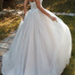 A-Line Sweetheart Sleeveless Sweep Train Tulle Wedding Dresses With Appliques Lace Elegant