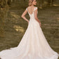 A-Line Princess Wedding Dress With Appliques Lace V-neck Floor Length Elegant