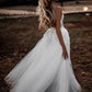 Backless Tulle Wedding Dresses A-line Appliqued Bridal Gowns Floor Length Beautiful