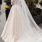 Off-The-Shoulder Long Sleeves Ball Gown Wedding Dresses With Boho Lace/Tulle Elegant