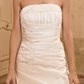Princess A-Line Wedding Dresses Strapless Chapel Train Satin Sleeveless Long