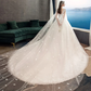 Princess Ball Gown Wedding Dresses Jewel Neck Chapel Train Lace Tulle Sleeveless Formal Luxurious