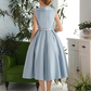 A-Line Elegant Vintage Inspired Cocktail Party Prom Dress V Neck Sleeveless Tea Length