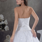 A-Line Wedding Dresses Strapless Court Train Lace Tulle Strapless with Beading